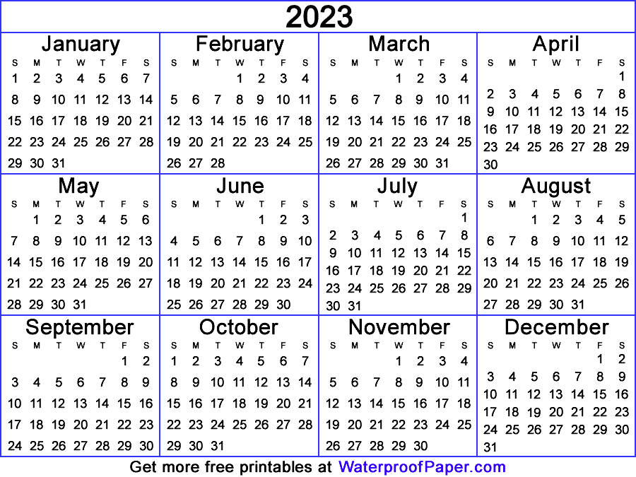 One Page Calendar - Free Printable for 2024