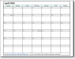 April 2026 calendar