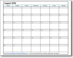 August 2026 calendar