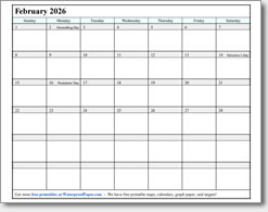 February 2026 calendar