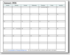 January 2026 calendar