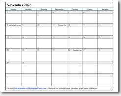 November 2026 calendar