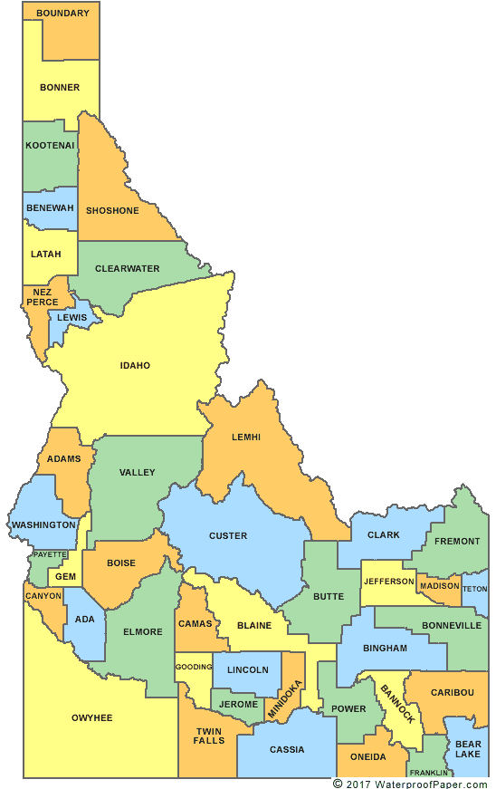 Printable Idaho Maps | State Outline, County, Cities