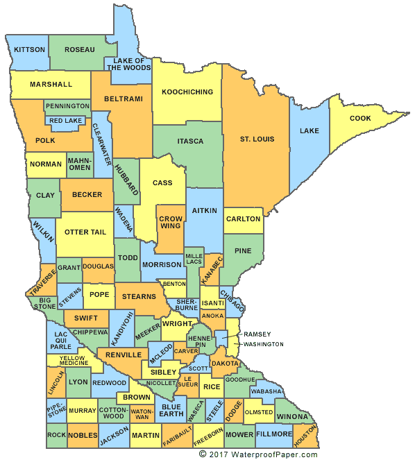 printable county map of minnesota Printable Minnesota Maps State Outline County Cities printable county map of minnesota