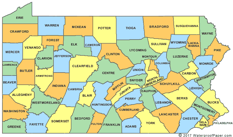 Printable Pennsylvania State Map