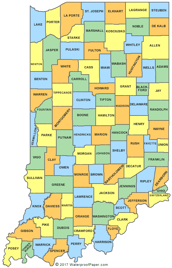 Printable Indiana County Map 