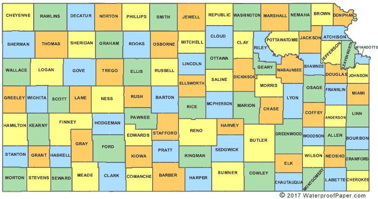 Printable Kansas County Map 
