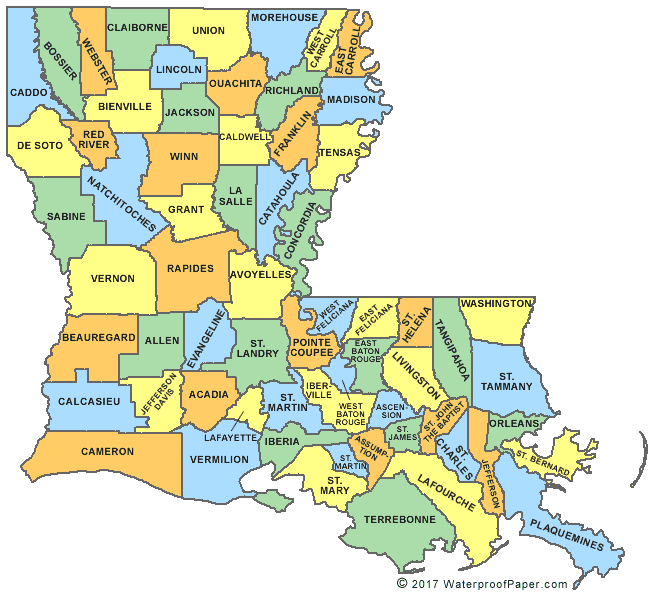 Printable Louisiana Parish Map 