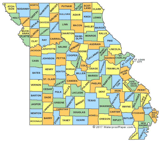 Printable Missouri County Map 