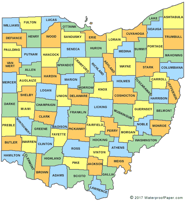 Printable Ohio County Map 