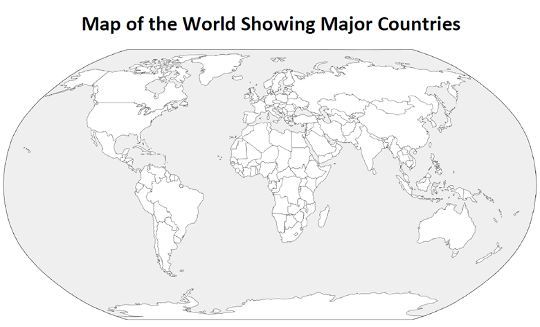 world map outline with names