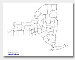 printable New York county map unlabeled