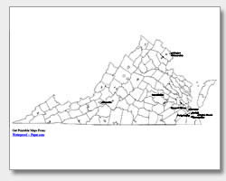 Printable Virginia Maps State Outline County Cities